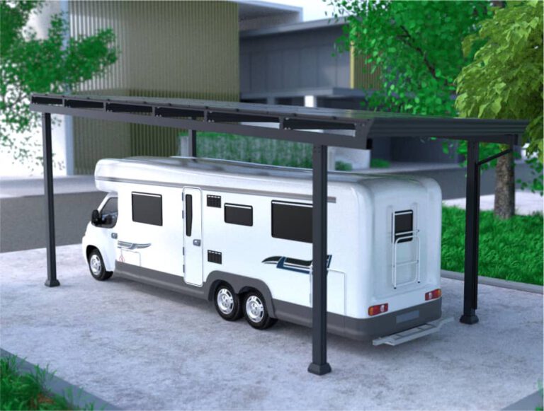 Solarcarport über einem Wohnmobil, Visualisierung