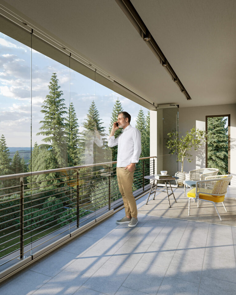Balkonverglasung als Dreh-Schiebe-System