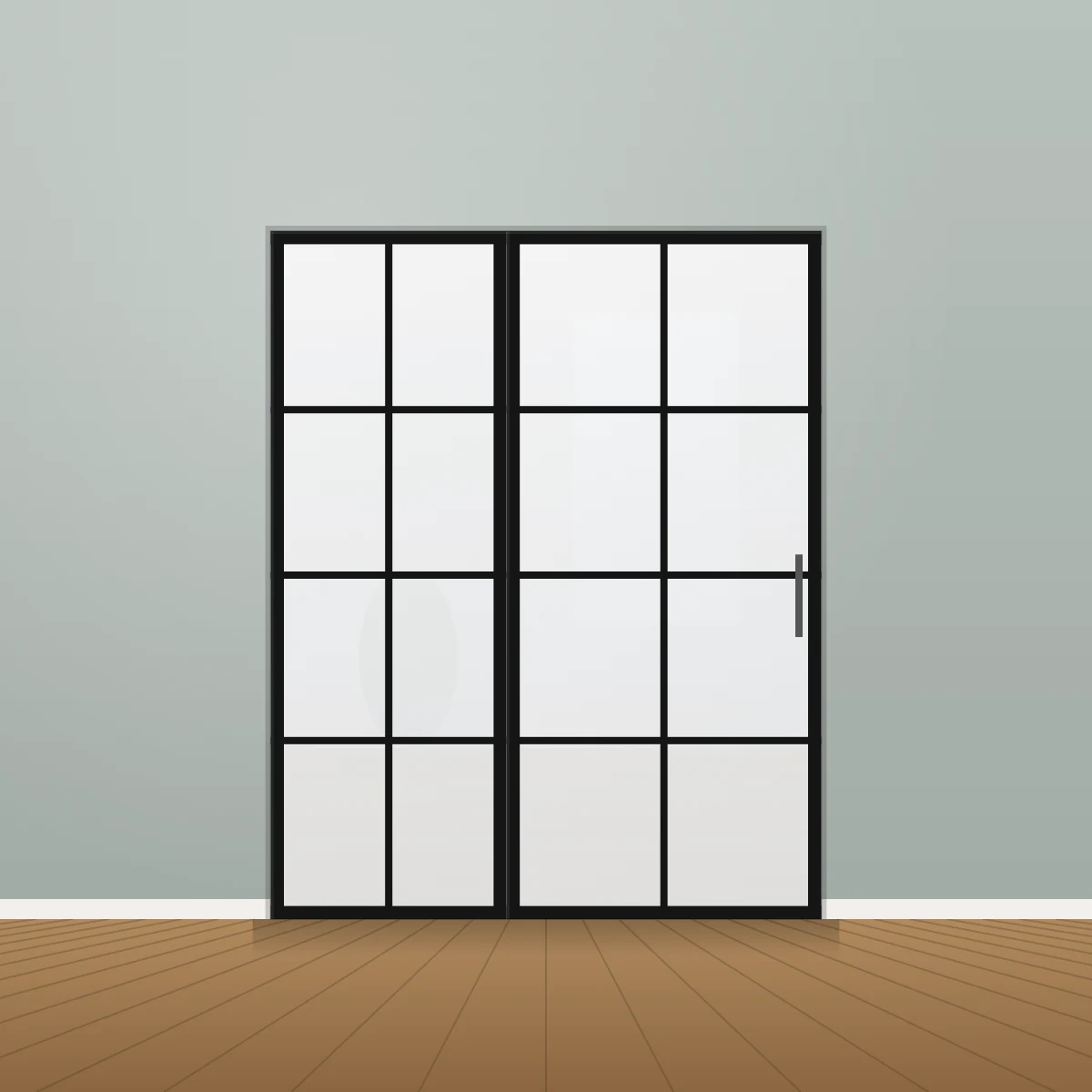Lofttür mit Seitenteil und Milchglas – Visualisierung